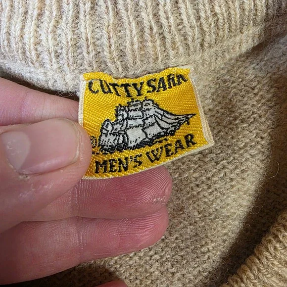 Vintage Cutty Sark 100% Wool Sweater Mens L Made In Italy Colorblock Knit